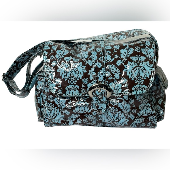 Kalencom New Orleans Toile Chocolate/Blue Adjustable Strap Diaper Bag - Picture 3 of 11